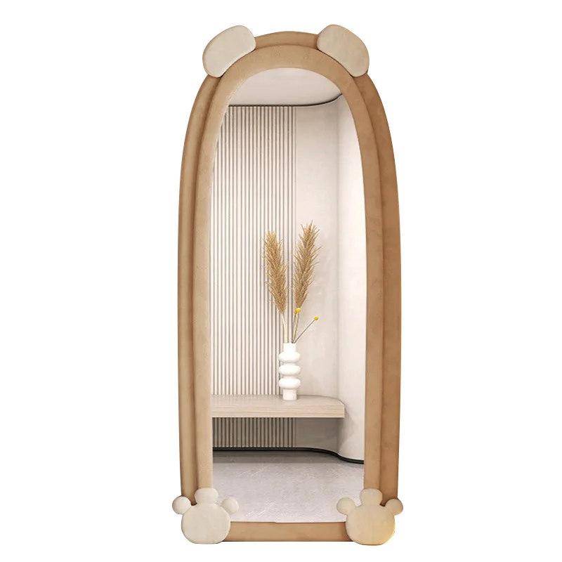

Cute soft bag bear mirror cream style full body mirror floor-to-ceiling home high-definition dressing mirror girls' bedroom
