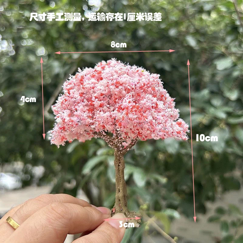 10 cm hoge simulatie kersenboom model miniatuur gebouw zandtafel park landschapsarchitectuur decoratie 1/87 schaal trein spoorwegindeling