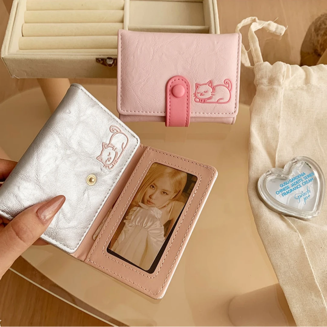 Tri-Fold Wallet Pink Women'S Wallet Card Holder Silver Cute Wallet For Handbags Gift For Women Compact Carry