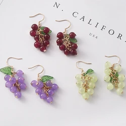 PAPERPLUS | Purple Grape Earrings for Women.and Girl. Soft Resin. Imitation Fruit. Sweet and Cute Jewelry.1Pair.New Collection