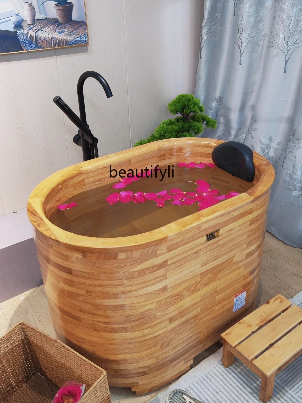

45Wooden Bathtub Bath Barrel Small Apartment Home Sitting Independent Mini Adult Bath Bucket High Depth