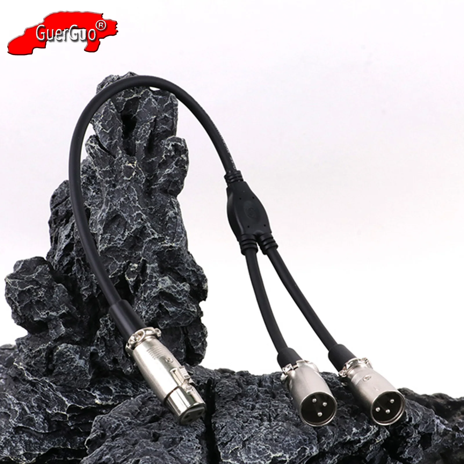 Cable divisor XLR de 1 hembra a 2 macho, Adaptador de Audio de línea de micrófono equilibrado, 3 pines, doble XLR hembra a macho