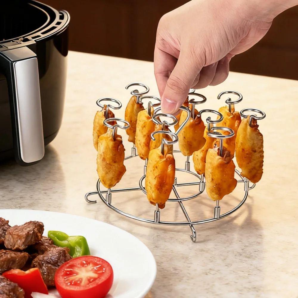 1PCS Stainless Steel Vertical Skewer Rack, Air Fryer & Oven BBQ Stand, Upright Barbecue Skewer Hanging Holder