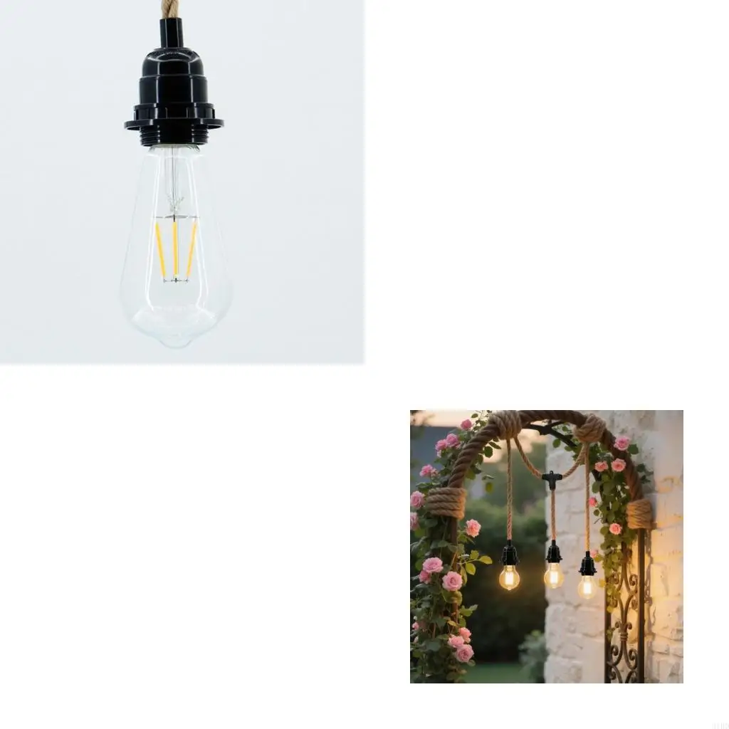   Twisted Twine Rope Pendant Light Cord E27 Extension Hanging Lamp Cable