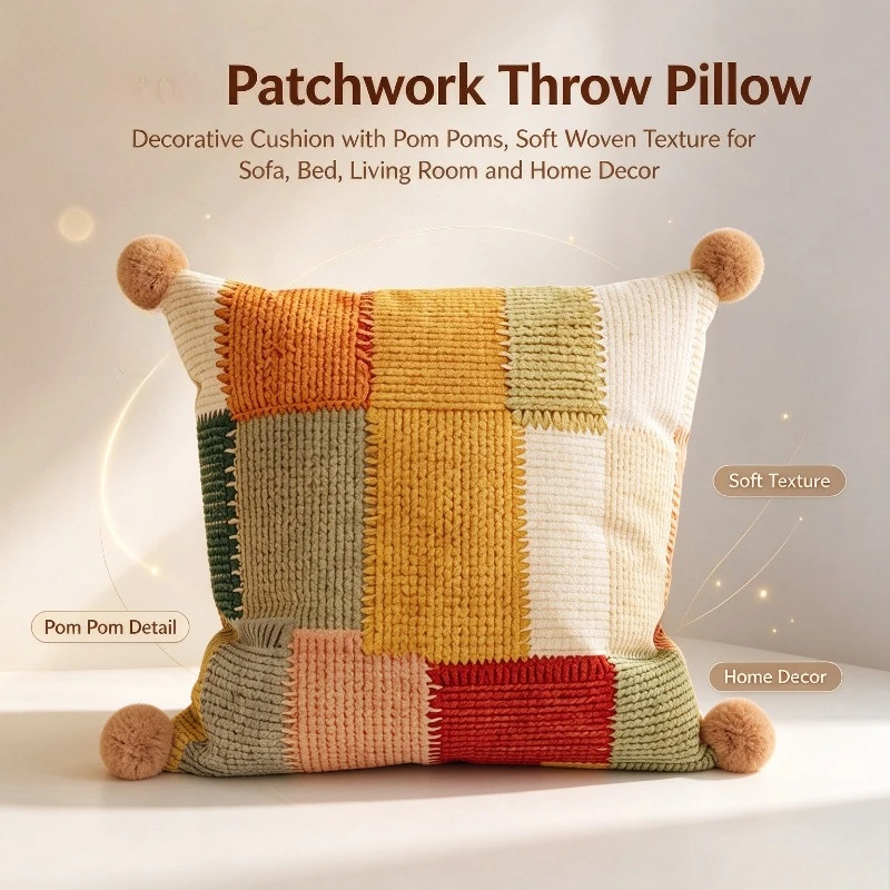 Decorative Waist Cushion With Inner Core Removable Washable Sofa Throw Pillow For Living Room Bedroom Homestay Decoration
