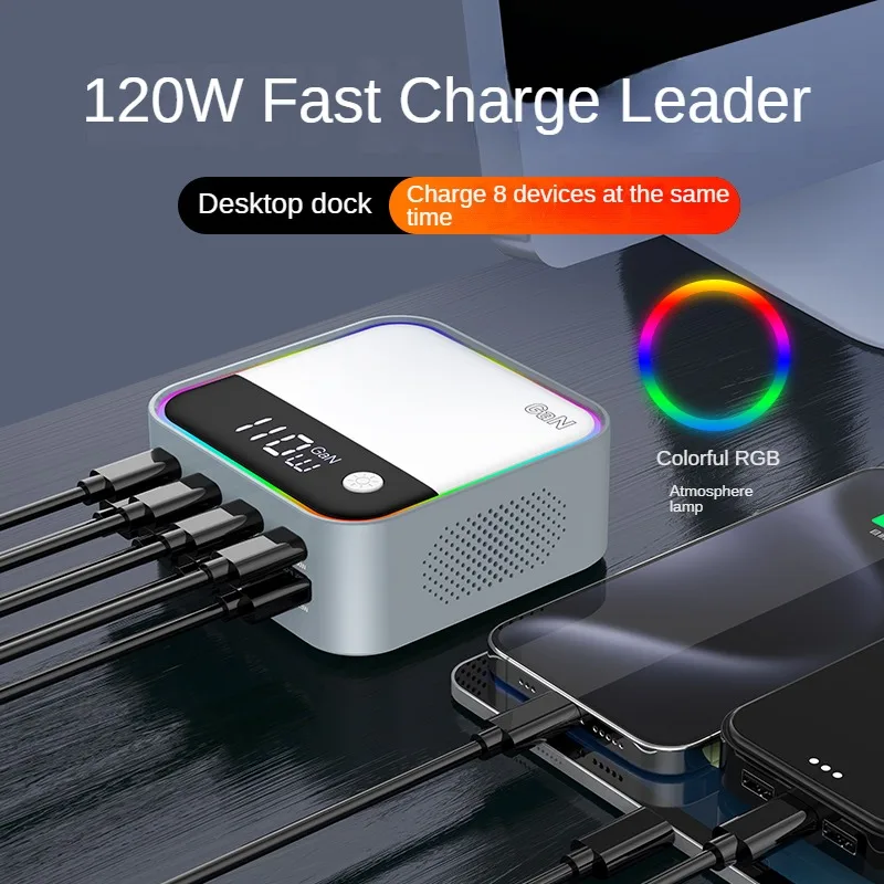 new-120w-desktop-charger-with-pd100w-fast-charging-digital-display-and-rgb-ambient-light-for-phones-laptops