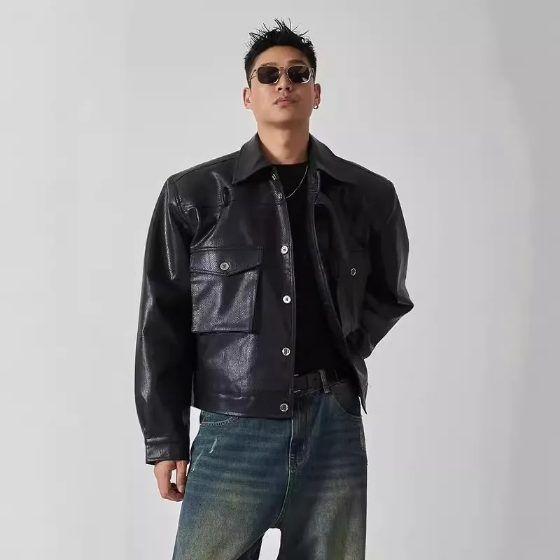 

plus Size 300 Pou ort PU Leather Jaet oulder Pad Motorcycle Clothes for Men And Women Spring Autumn American Sle O...