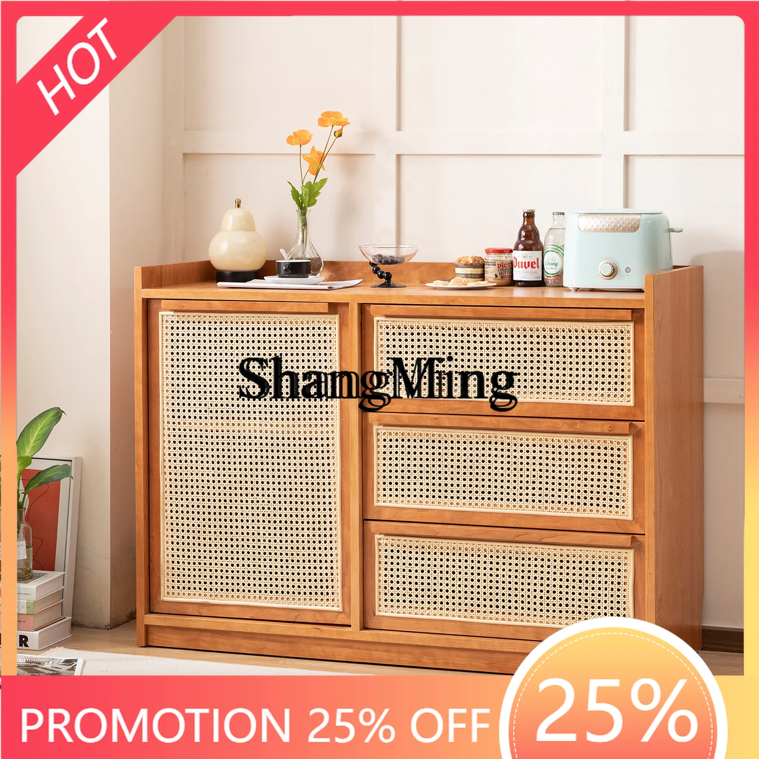 FG good-looking  solid wood side cabinet living room tea cabinet sofa side entrance kitchen cupboard