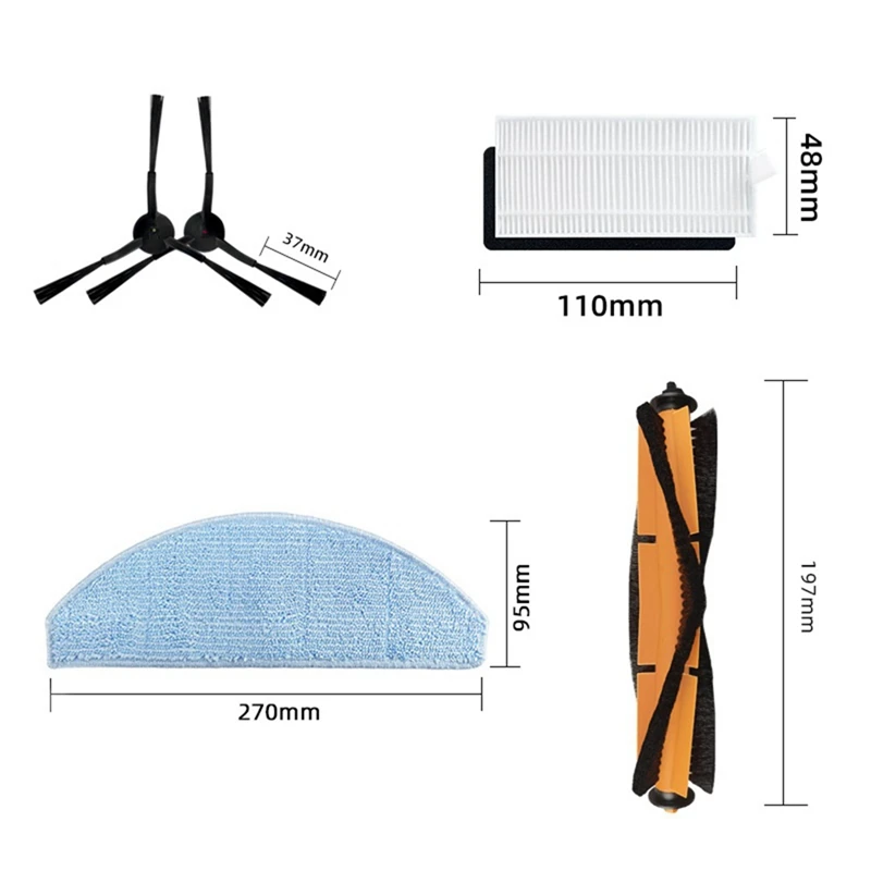 Accessoires de rechange pour aspirateur robotique, brosse principale, brosse latérale, filtre HEPA, compatible avec Lysie to NipRobtiendra c