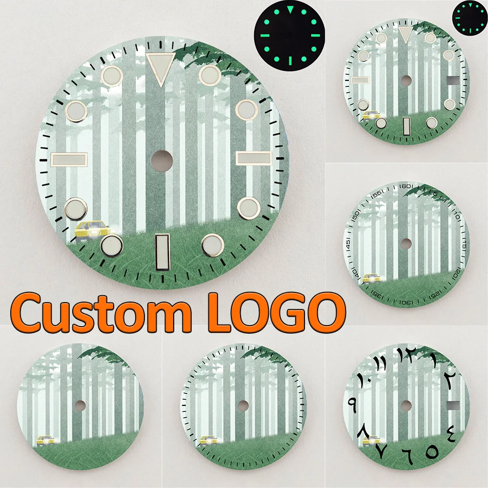 28.5mm NH35 Dial Forest Road Nature Landscape Dial Luminous Dial NH36 Dial Watch Accessories Fits NH35/36 Movements Custom LOGO