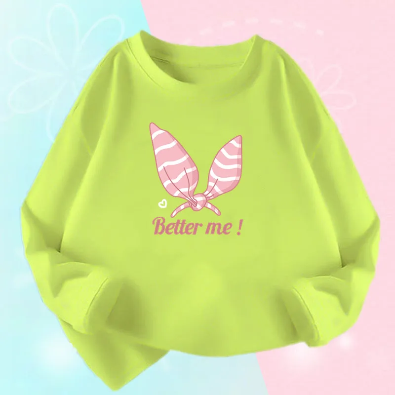 Soft Cotton Children Cartoon T Shirts Cute Pretty Bowknot Print Baby Long Sleeve T-Shirt For Boys Girls Tee