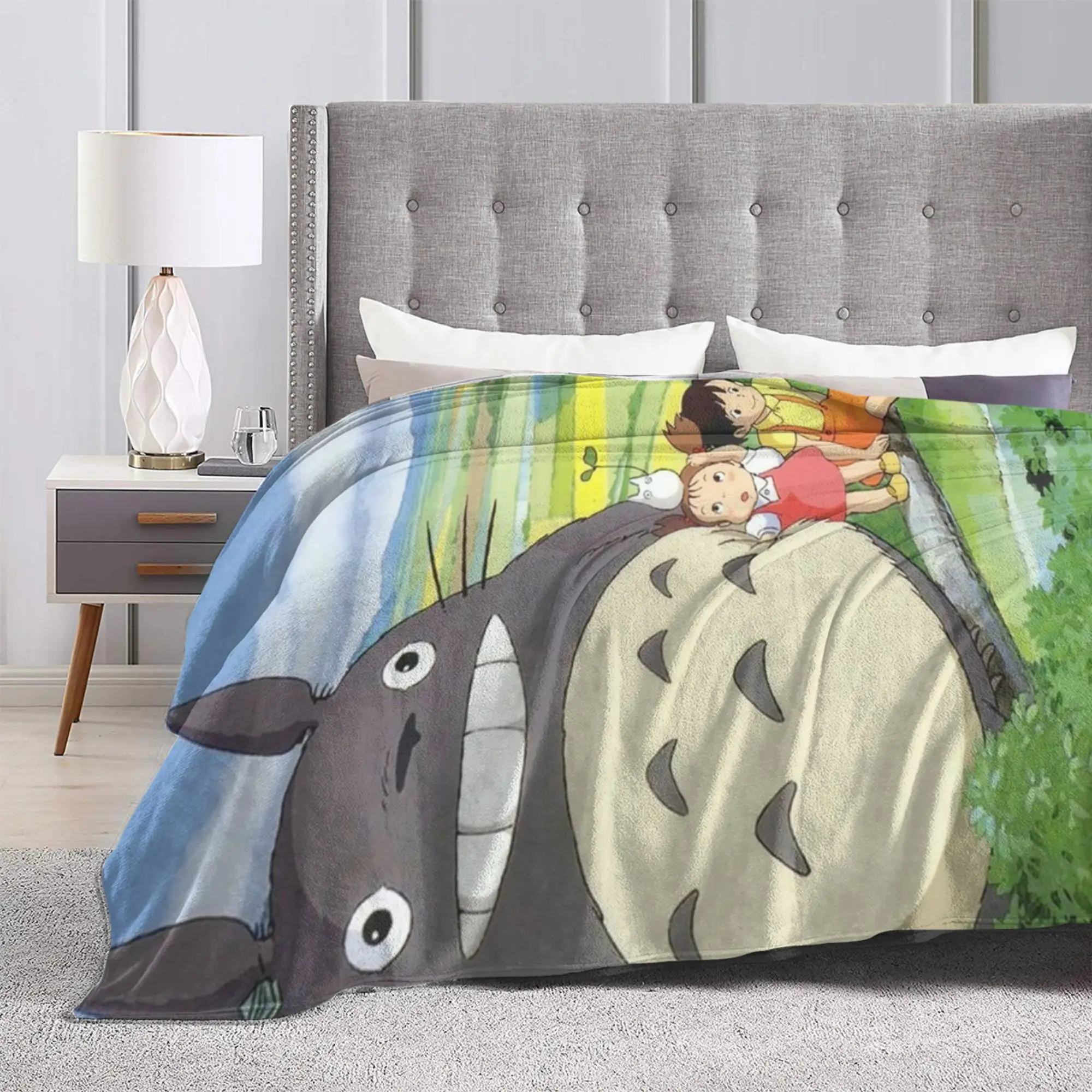 Comfortabele T-Totoroes Dekenaccessoires Bank Decoratieve Deken Gooi Super Warm Fleece voor in de auto