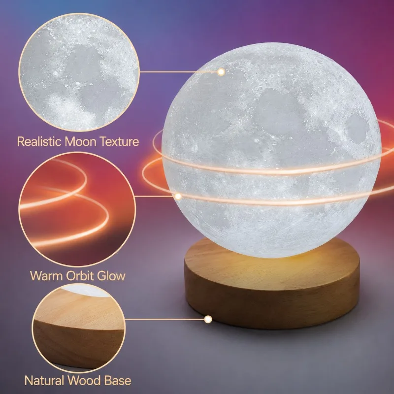 3D Moon Lamp Remote Control RGB LED Night Light Rotating Lunar Ball Bedroom Desk Decor Gift for Kids Room Home Atmosphere