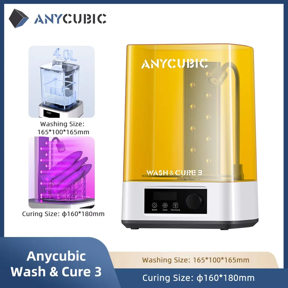 

ANYCUBIC Wash & Cure 3 Printed Model Washing and Curing Machine Cleaning Size 165*100*165mm For LCD SLA Resin 3D Printer