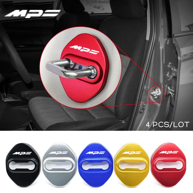 4PCS Car Door Lock Protect Cover For Mazda MPS Badge Buckle Anti-Collision Protective Covers Shock Absorbing Case Accessories