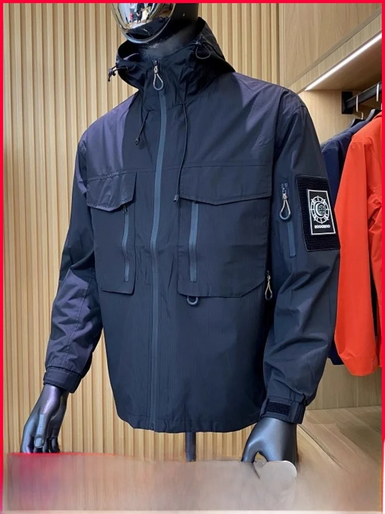 

Waterproof Windproof American Sle Outdoor Workwear Jaet Autumn Winter Hooded Multi ket Loose Large Size Breathable Hik...