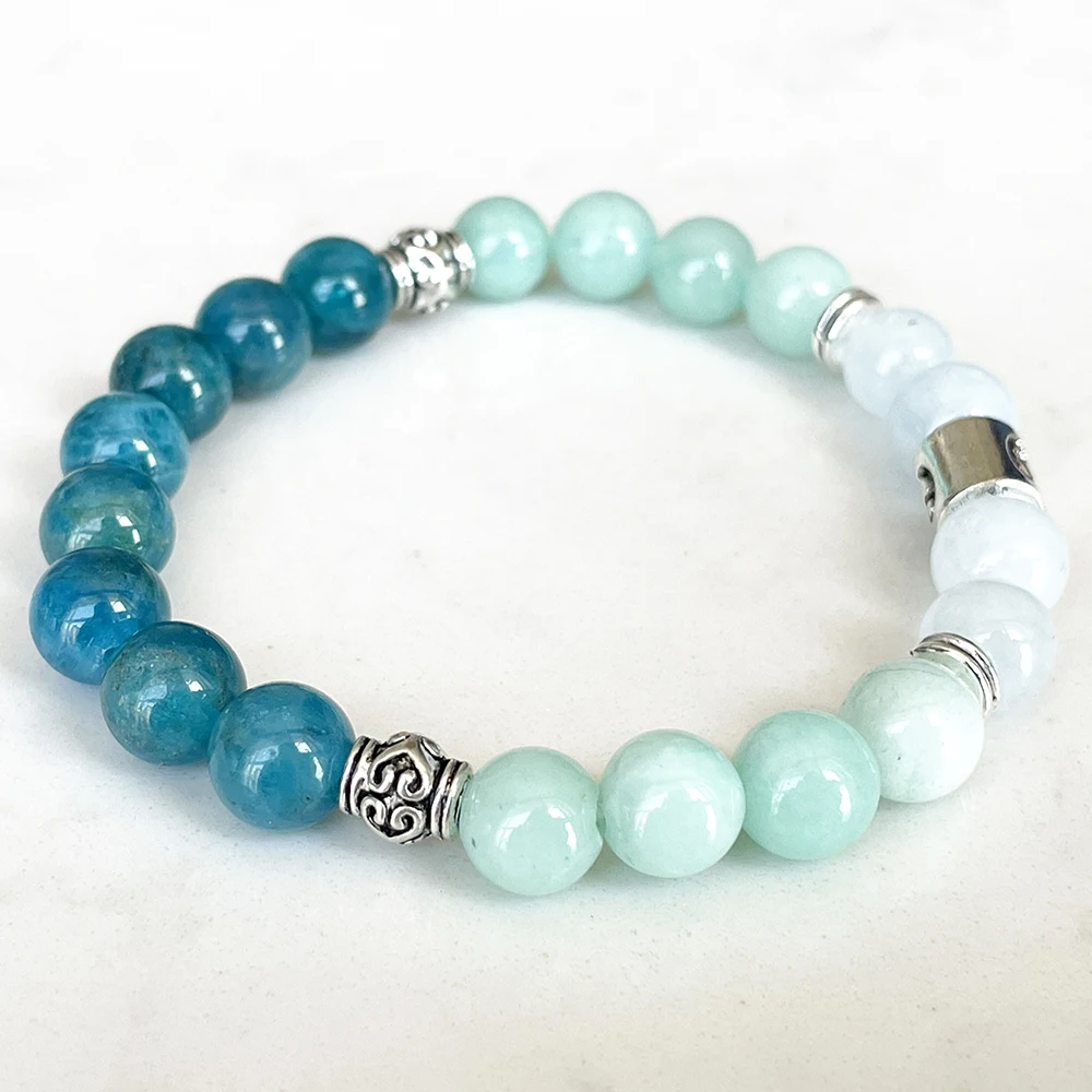 MG1674 Cancer Zodiac Bracelet For Women 8 MM AAA Grade Apatite Amazonite Aquamarine Wrist Mala Natural Gemstone Jewelry