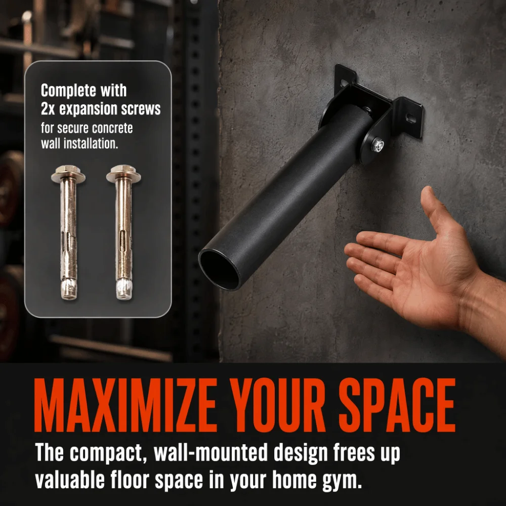 3pcs 25mm/0.98in Diameter Wall Mount Landmine Training Sleeve 50mm/1.97 in Diameter Multi-Purpose Weight Bar Bracket