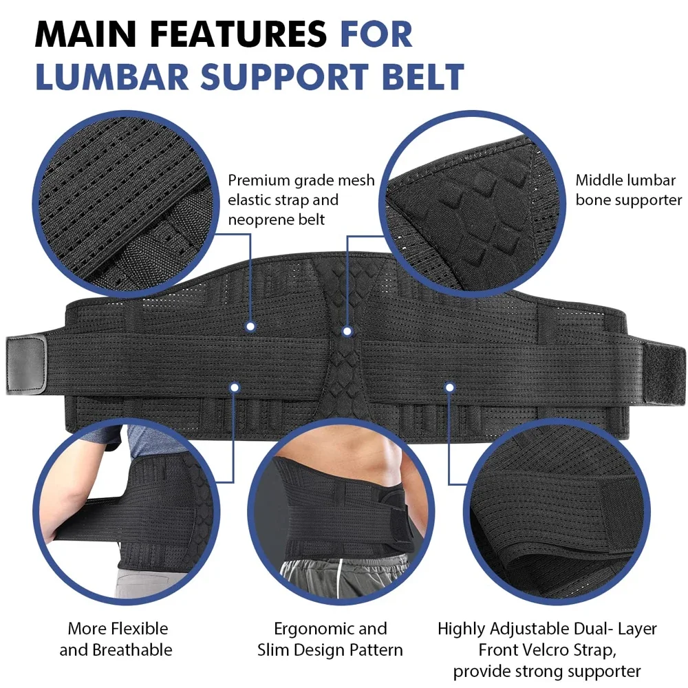 JUUMMP Back Lumbar Support Belt Waist Orthopedic Corset Men Women Spine Decompression Waist Trainer Brace Back Pain Relief