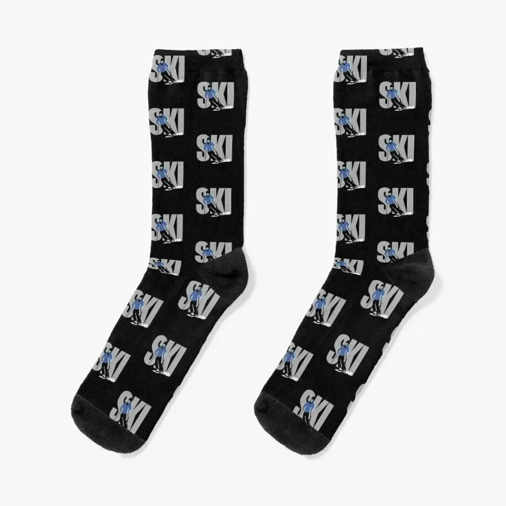 

Ski with black background Socks sports and leisure Novelties Wholesale halloween Socks Woman Men's