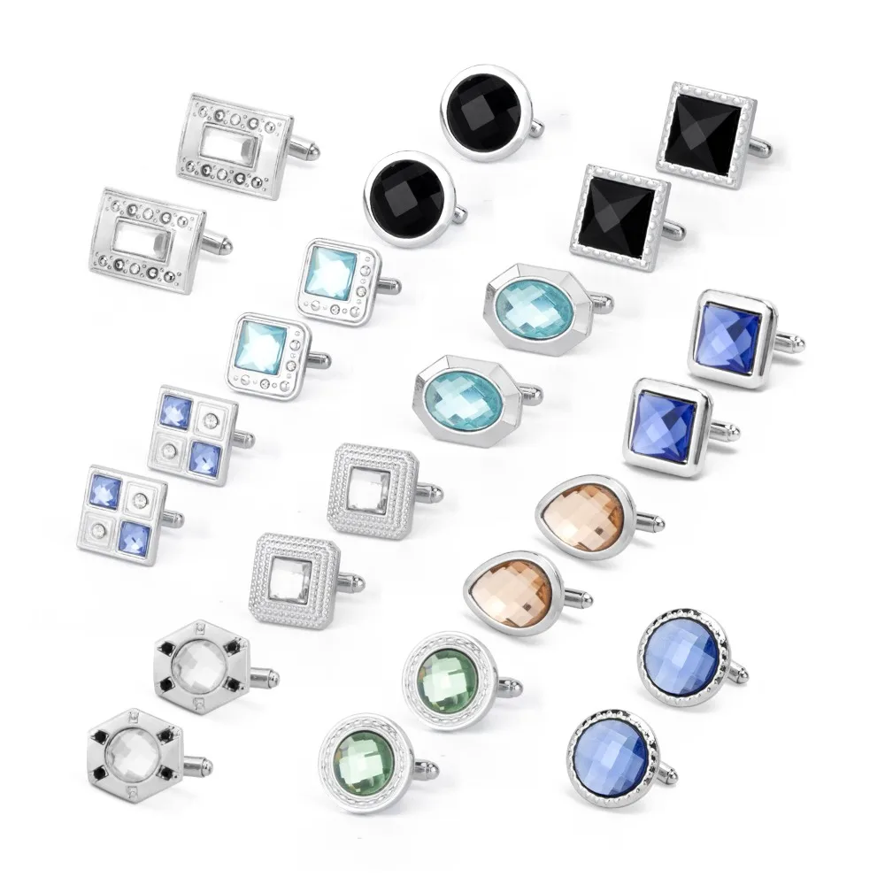 2PCS Euro American Men's Fashion Cufflinks High Grade Gem Encrusted Sleeve Buttons Elegant Luxury Accessories for Formal Dressin