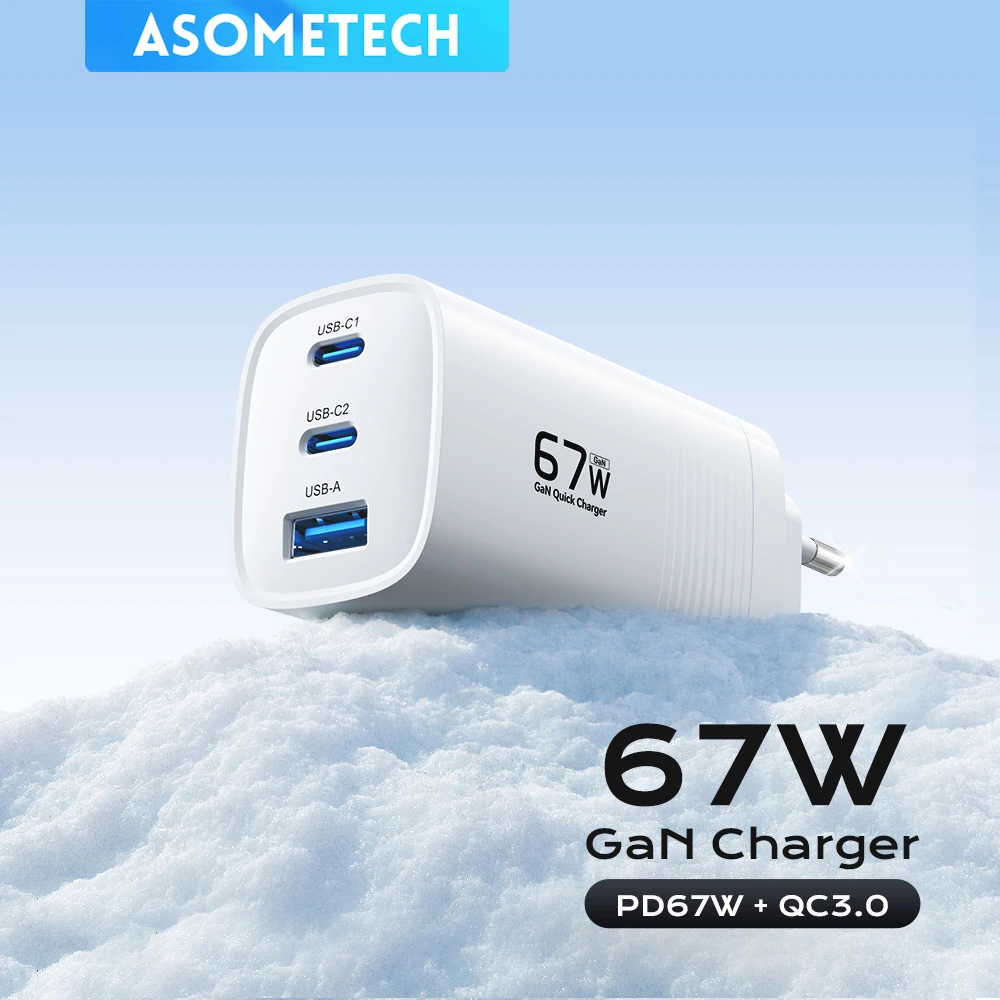 67W GaN USB typu C Szybkie ładowanie Ładowarka PPS PD QC3.0 Szybka ładowarka do Macbooka Laptop Tablet iPhone 14 iPad Samsung S23 Ultra