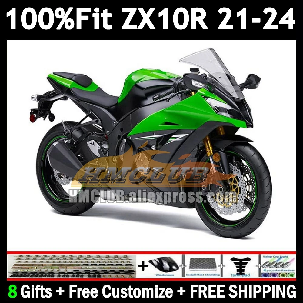 Stock Green Injection Body For KAWASAKI NINJA ZX-10R ZX 10R 10 R 2021 2022 2023 2024 172No.169 ZX1000 ZX10R 21 22 23 24 Fairing