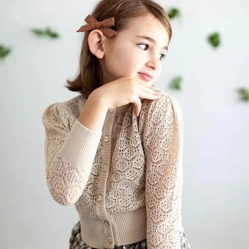 New Spring SoorPloom Children Pure Color Outside Girl's Knitting Cardigan Coat Thin Baby Girl Sweater Top Sweater Kids Sweaters