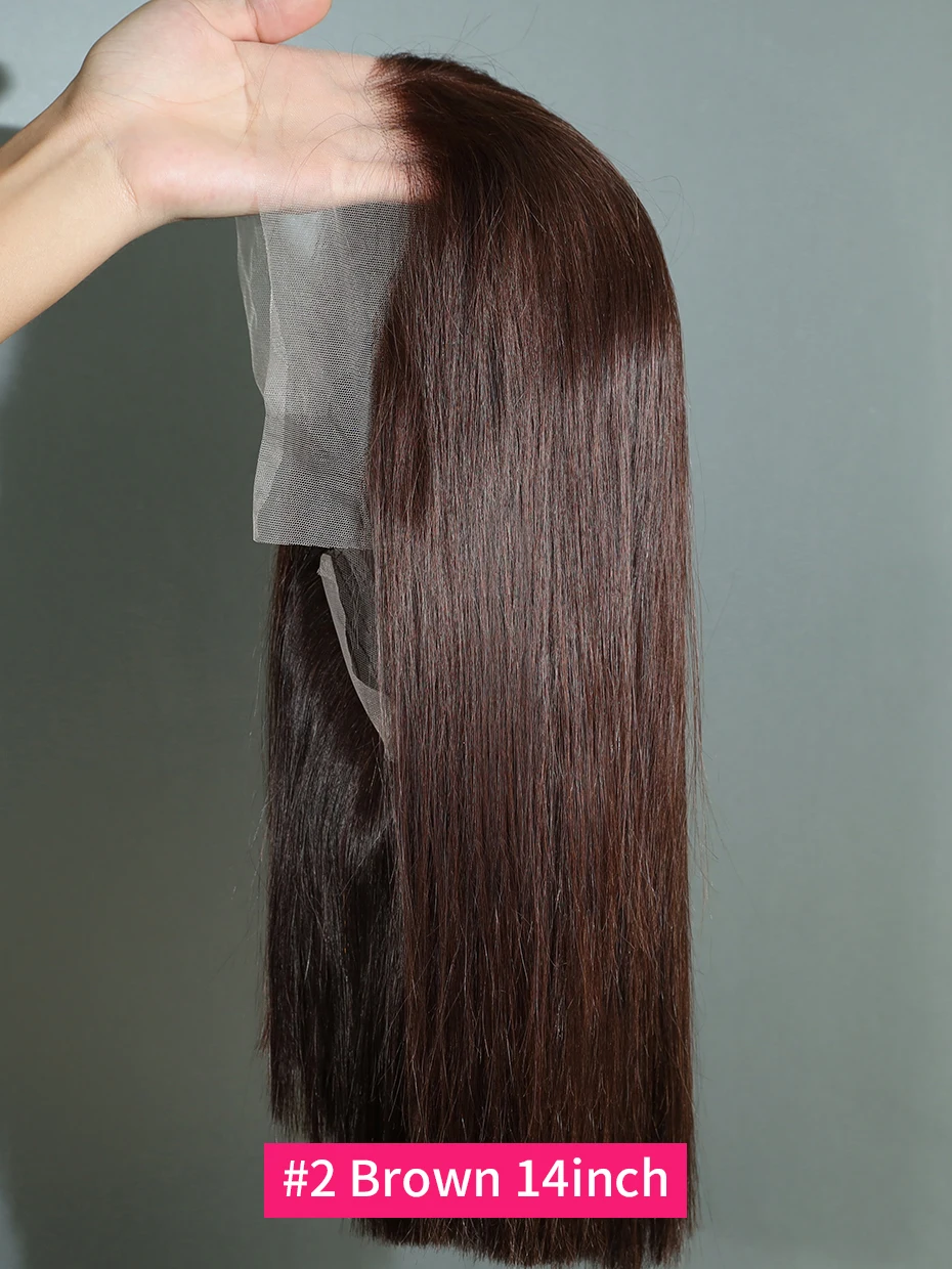 #2 Brown Raw Hair Vietnamese 250 Density 100% Human Hair Lace Frontal Wigs Straight 13x6 13x4 Bob Wig Lace Front Human Hair Wigs
