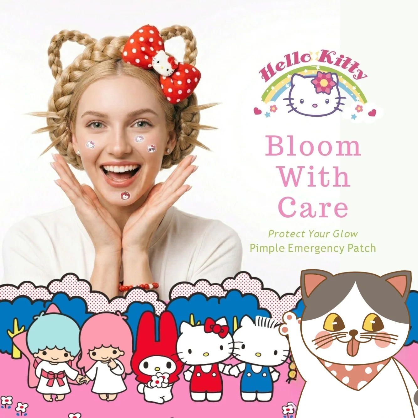 Hello Kitty Hydrocolloid Acne Patches 144/48PCS Salicylic Acid Centella Asiatica Soft Invisible Cover
