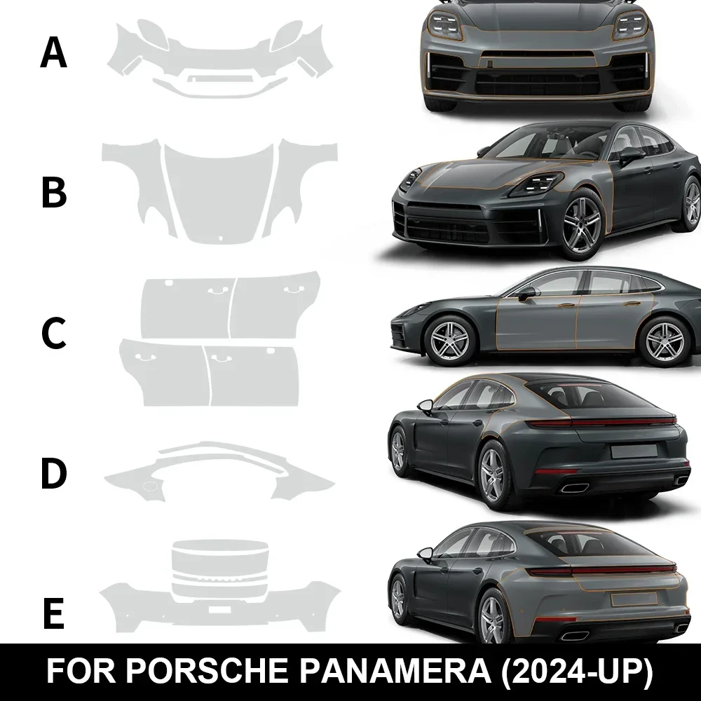 

F or Porsche Panamera Base 2024-UP Car Paint Protection Film PPF Pre-cut Transparent Body Sticker Anti-scratch Cars Accessories