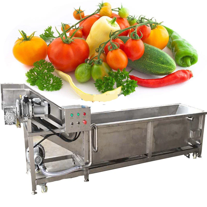 Industrial Leaf Fruit Vegetable Brush Bubble Vegetable and Fruit Seafood Oyster Pressure Water Washing Cleaning Machine