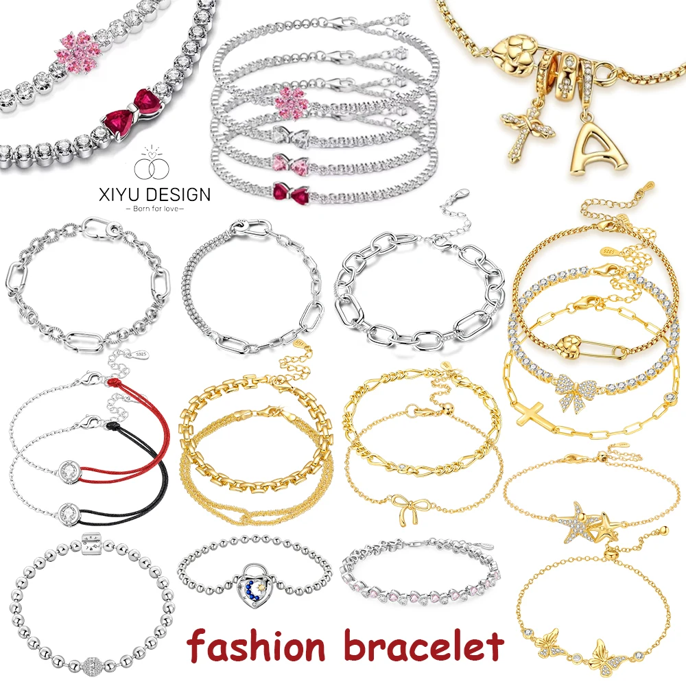 2025 Valentine Neues 925 Silber Rosa Schleife Voller Diamant Armband Original 17-20 CM Fit DIY Charme Frauen Geburtstag schmuck Geschenke
