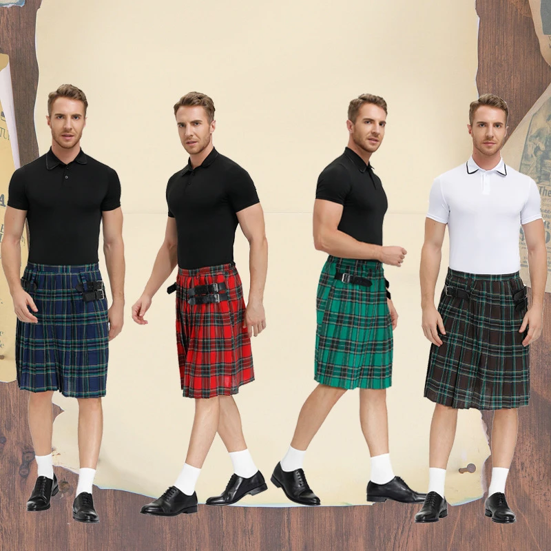 

Men's Plaid Pleated Skirt Scottish Holiday Andrew's Day Traditional Costume Stage Performance Skirt Dance Dress 2022 New