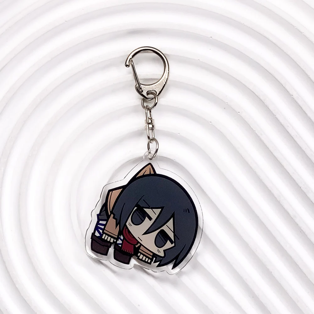 شخصيات أنيمي هجوم على تيتان الاكريليك سيارة المفاتيح اكسسوارات Kawaii حقيبة سحرية على ظهره قلادة كيرينغ هدايا للأصدقاء #2