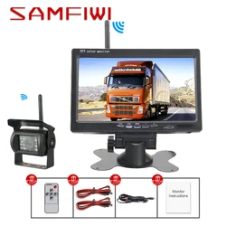 Wireless 7 inch Car Monitor Screen Rear View Camera For Truck Bus RV Trailer Excavator Rearview Image 12V-24V Display