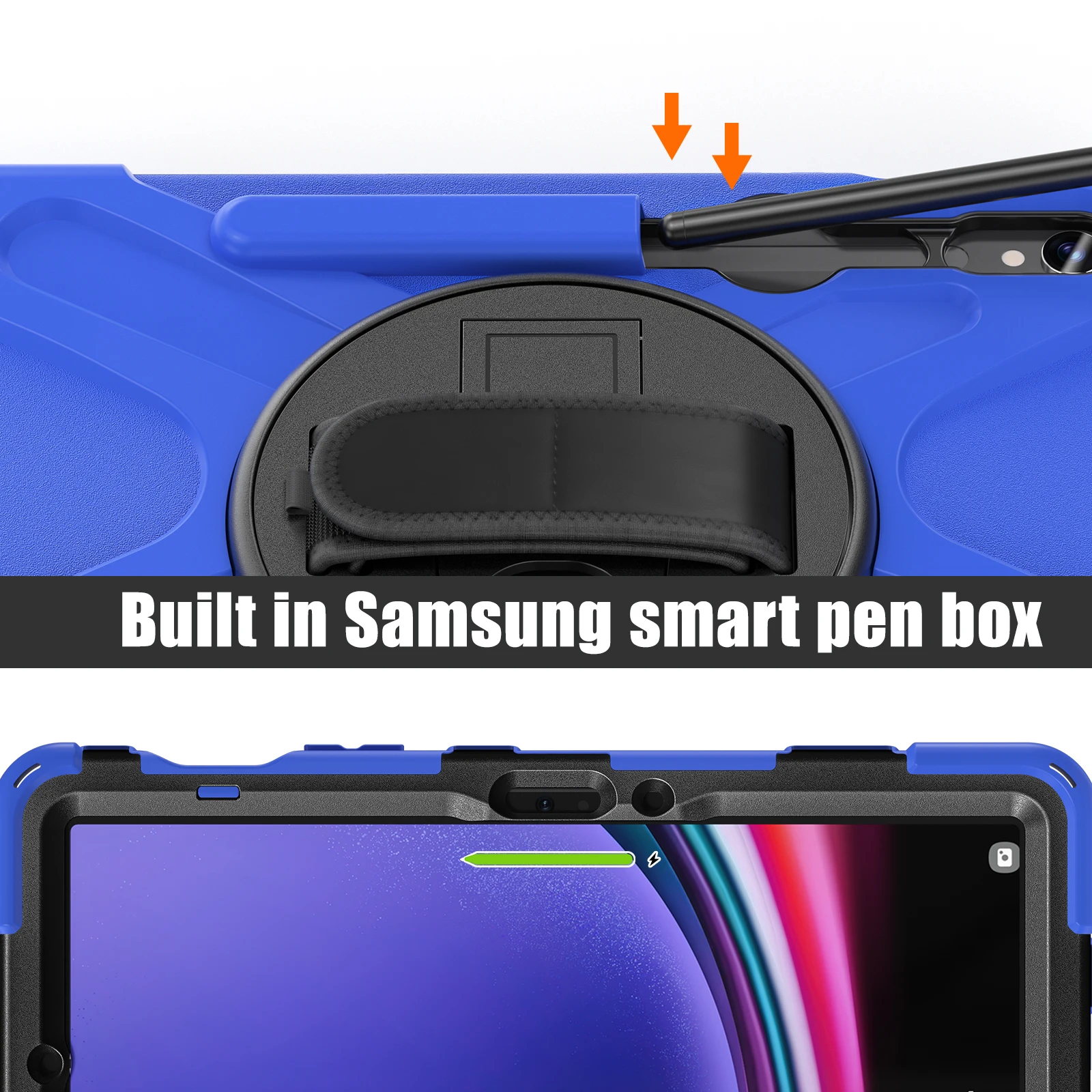 Anti-Drop Rugged Case for Samsung Galaxy Tab A11 Plus Tab S7 S8 S9 11 inch S10 FE S9 FE 10.9 S10 Lite 360° Rotating Kickstand