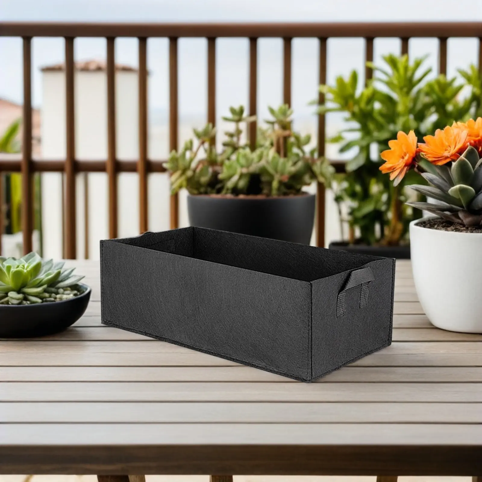 2Pcs Square Felt Plant Grow Bags for Strawberries Vegetables Herbs Root Aeration Drainage Foldable Reusable Garden Balcony