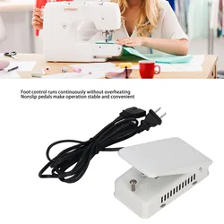 Sewing Machine Foot Pedal 2.5A Stainless Steel Nonslip Sewing Foot Pedal Replacement Foot Pedal for Household White US110V