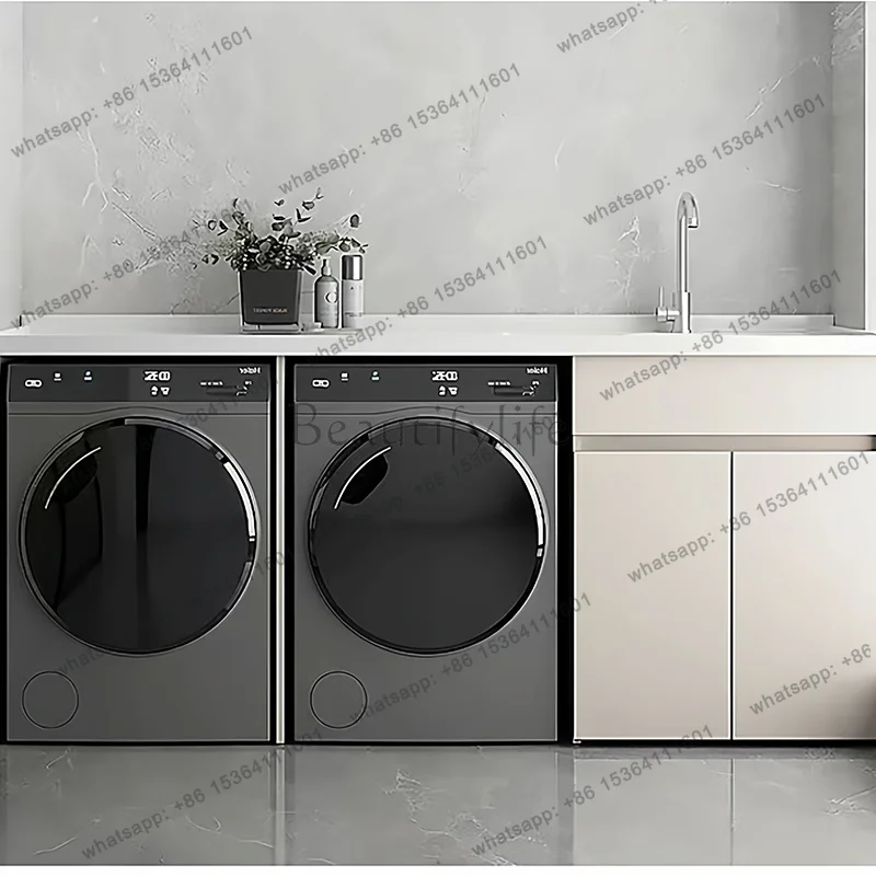 Creative Balcony Washer Cabinet Customizable Roller Washing Machine Combo High-End Bathroom Furniture