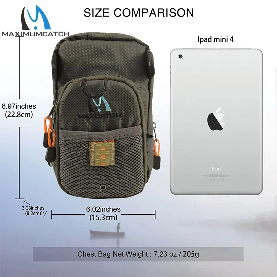 MAXCATCH V-Comp 낚시 가슴가방(조절 가능한 패딩 넥 스트랩 포함) 플라이 낚시 가방(5개 낚시 도구 액세서리 포함) 썸네일 3