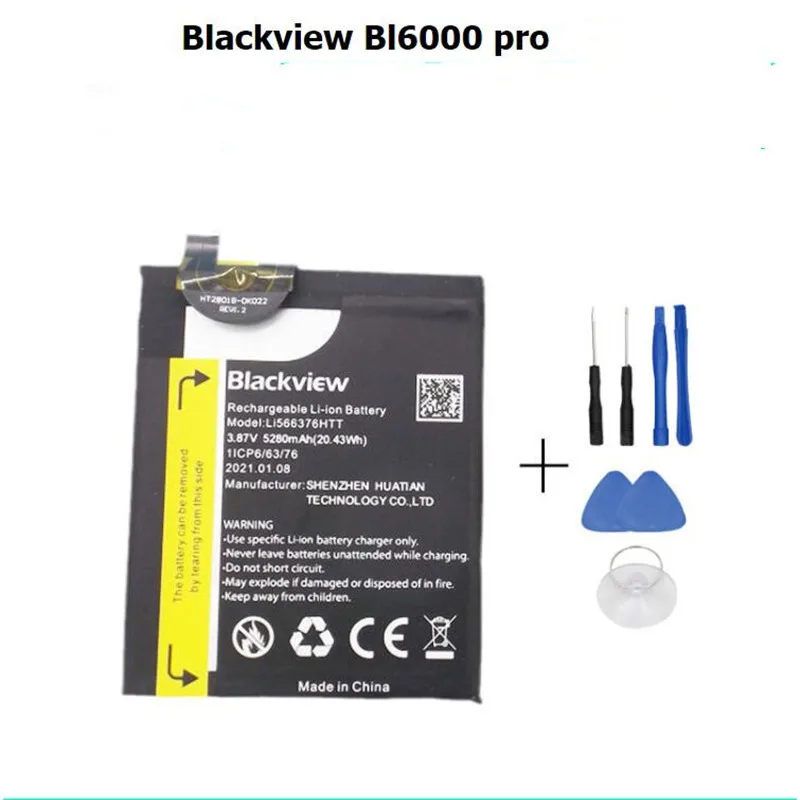 New production Date for Blackview BL6000 pro battery 5280mAh Long standby time High capacity for Blackview Li566376HTT battery