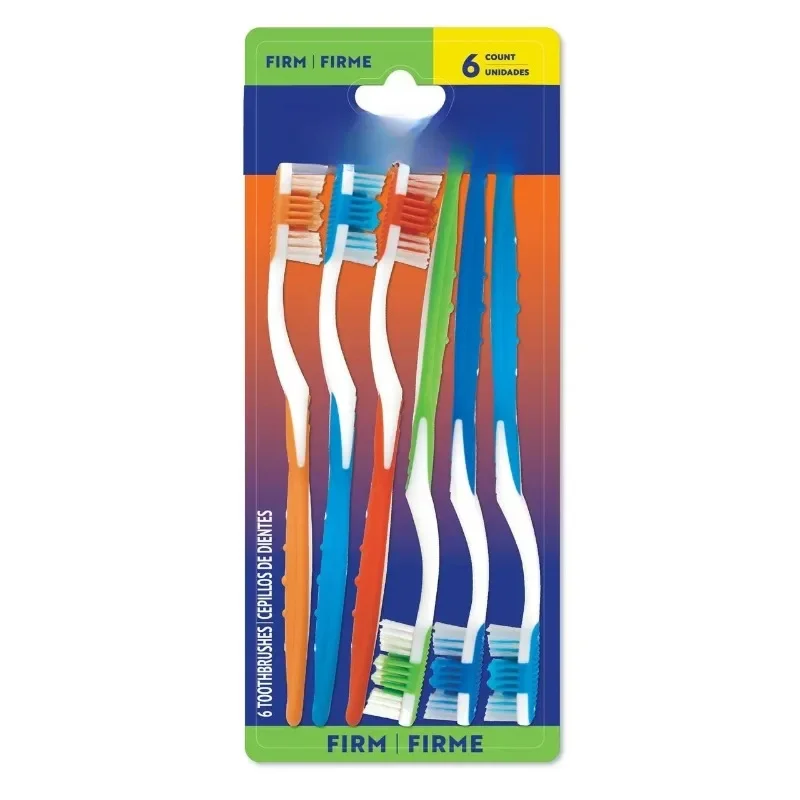 

NEW Adult Manual Toothbrush with Toungue Scraper Head, Firm, 6 Count