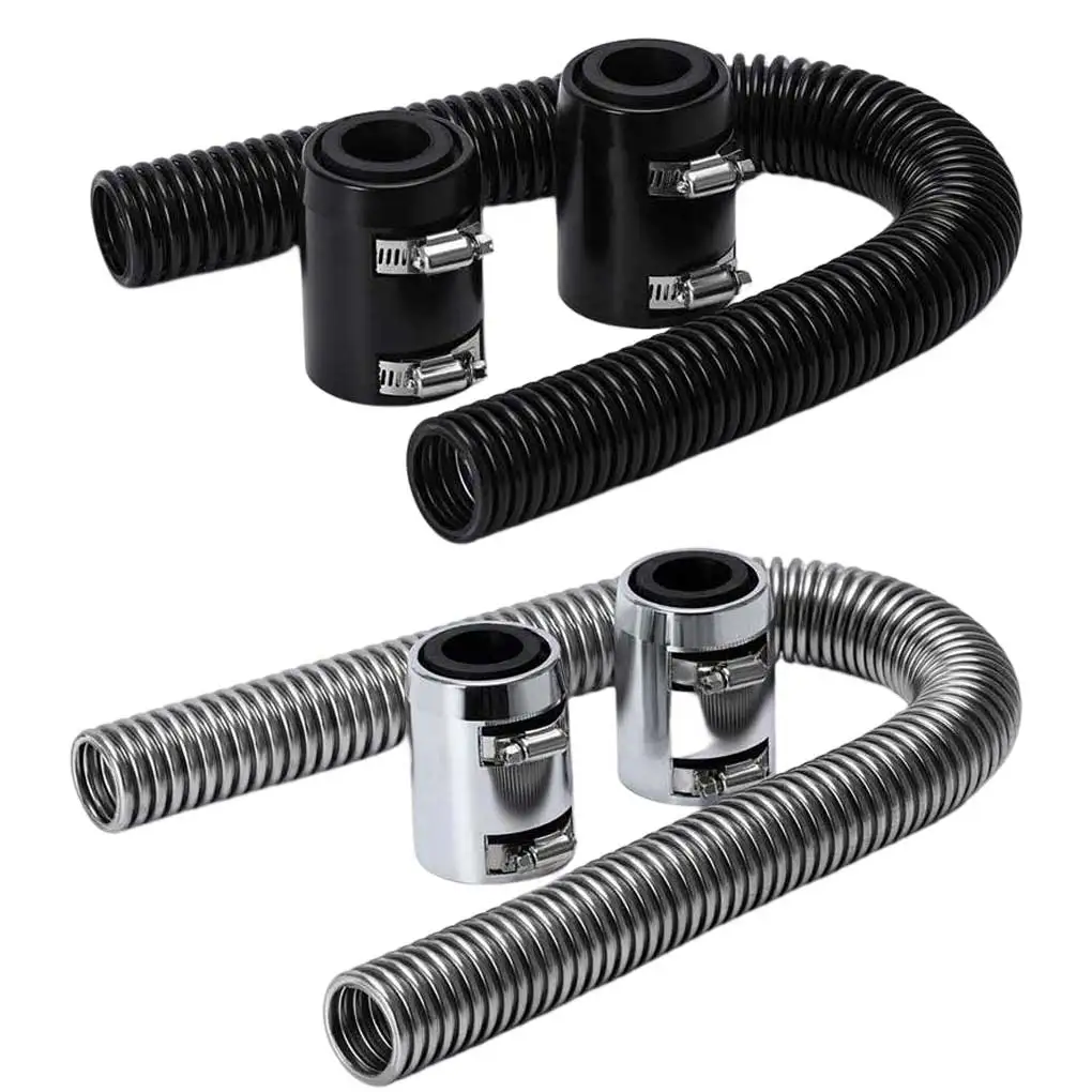 

24'' Stainless Steel Radiator Flexible Universal Water Hoses Adapter Coolant Radiator Hose with 2 Caps Kit