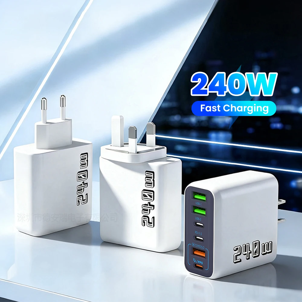 

Elough 240W Type C/USB Charger Multi Port Travel Charger Fast Charging for iphone Huawei Samsung Phone Fast Charging