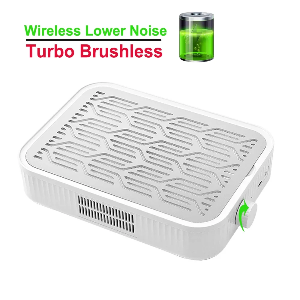 Wireless Turbine Brushless Nail Vacuum Cleaner with Removable Filters Speed Adjustable 48W Nail Dust Collector Low Noise
