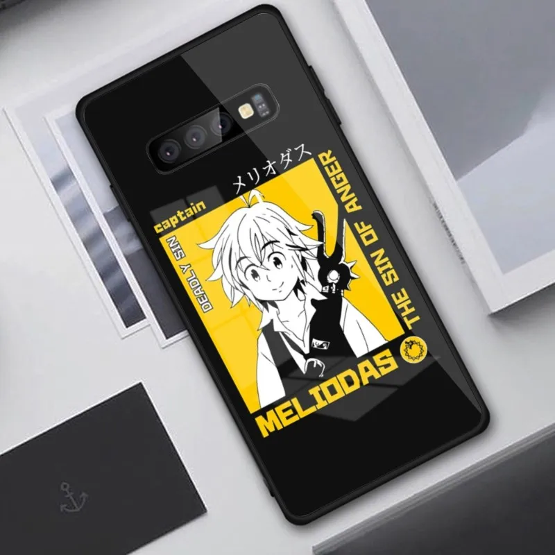 Anime Meliodas Elizabeth Phone Case for Samung S23 S22 S21 Pro Ultra A13 A33 A53 NOTE 20 PC Glass Phone Cover Funda