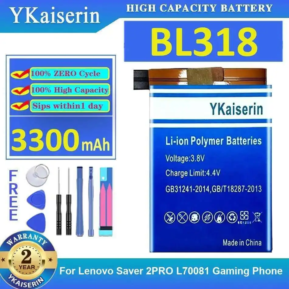

Reliable Replacement BL318 For Lenovo Saver 2PRO L70081 Gaming Phone Mobile Battery Long-Lasting 3300Mah
