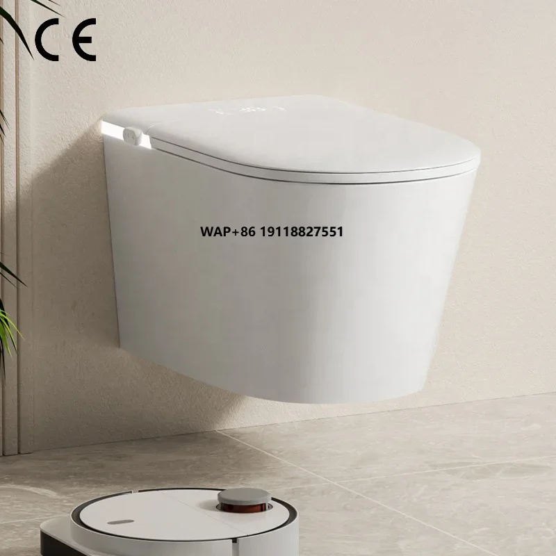 

P-Trap Wall Hung Smart Toilet With Tank Rimless Intelligent Sensor Flush Automatic Wall-Mounted Smart Toilet