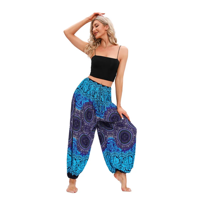 Boho Yoga Pants Women Hippie Harem Printed Dyeing High Waisted Wear Pantalone De Mujer Cintura Alta Calca Feminina Beach